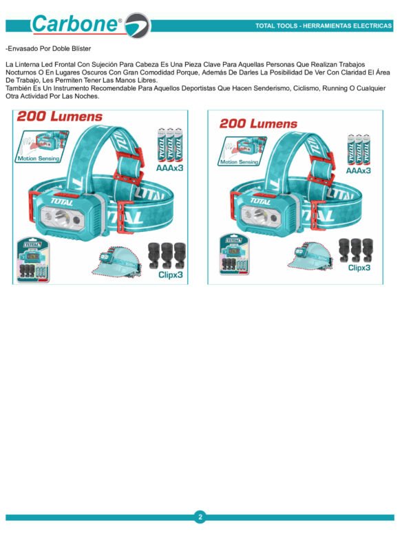 Linterna Led Minera 200 Lumens 91 Metros Para Casco Total