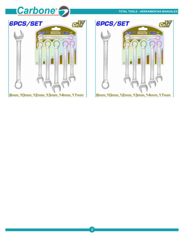 tht102266-llaves-combinadas-tama_002 Juego De Llaves Mixtas Combinadas 8mm - 17mm 6 Piezas Total