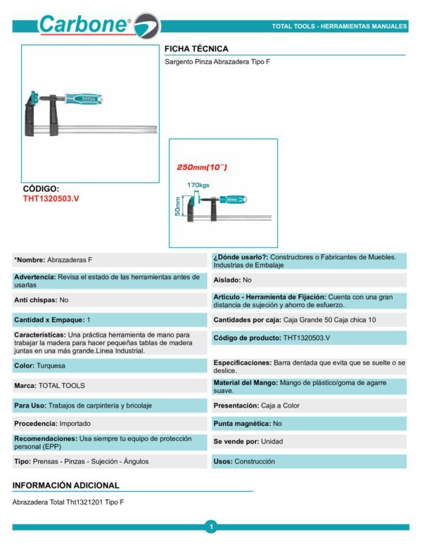 tht1320503.v-sargento-pinza-abra_001 Prensa Rapida En F 8 Pulgadas Industrial Graduable Total