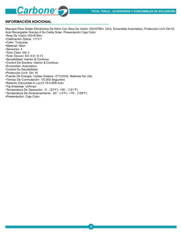 Careta Soldador Fotosensible Electronica Total Visor Complet