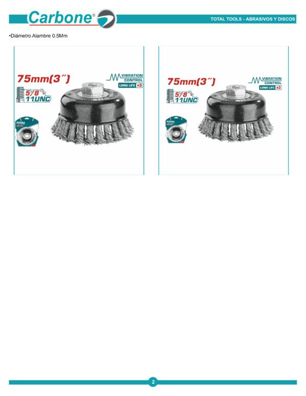 Grata Copa Entorchada 3'' X 5/8'' Total