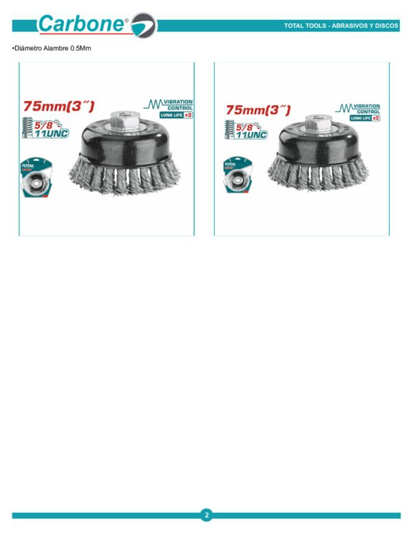 utac32035-disco-de-alambre-3-con_002 Grata Copa Entorchada 3'' X 5/8'' Total