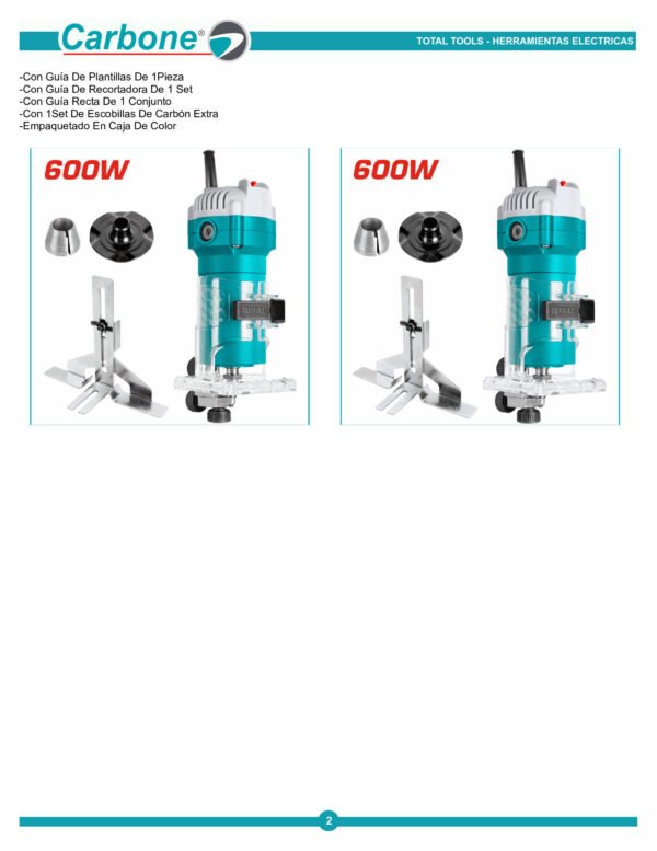 Rebordeadora 1/4 Ruteadora Industrial 600w Utlt6001 Total