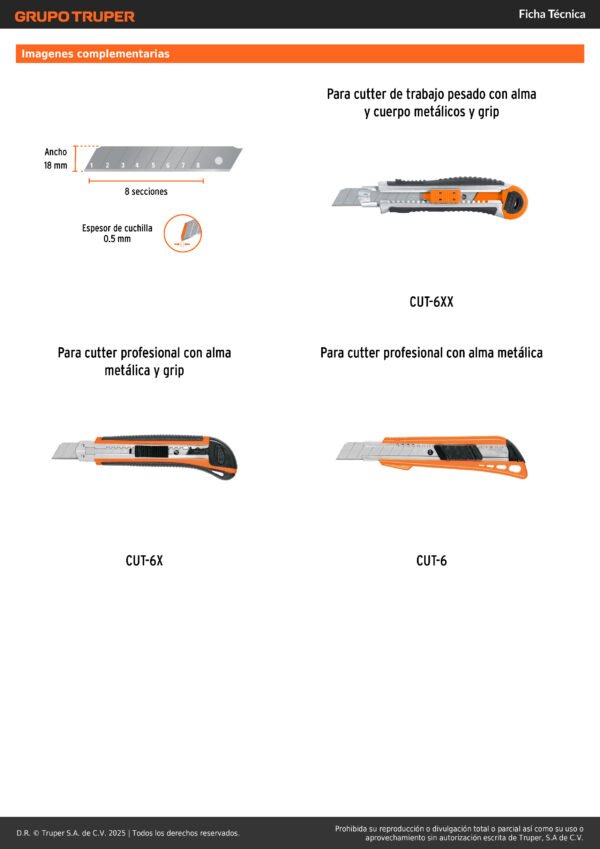 Estuche Con 50 Cuchillas De Repuesto Para Cutter De 18mm