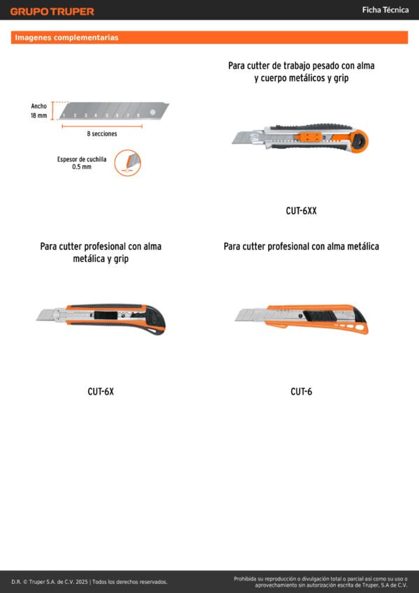 100101_002 Estuche Con 50 Cuchillas De Repuesto Para Cutter De 18mm