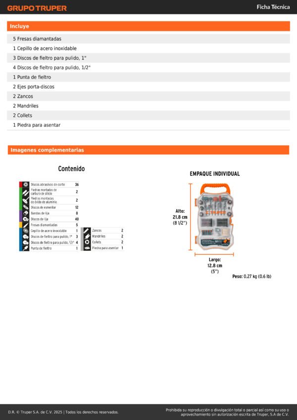 Kit Accesorios Para Motor Tool 121 Piezas Trupe