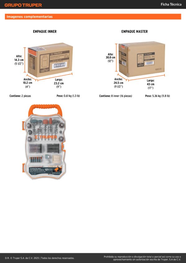 100757_003 Kit Accesorios Para Motor Tool 121 Piezas Trupe