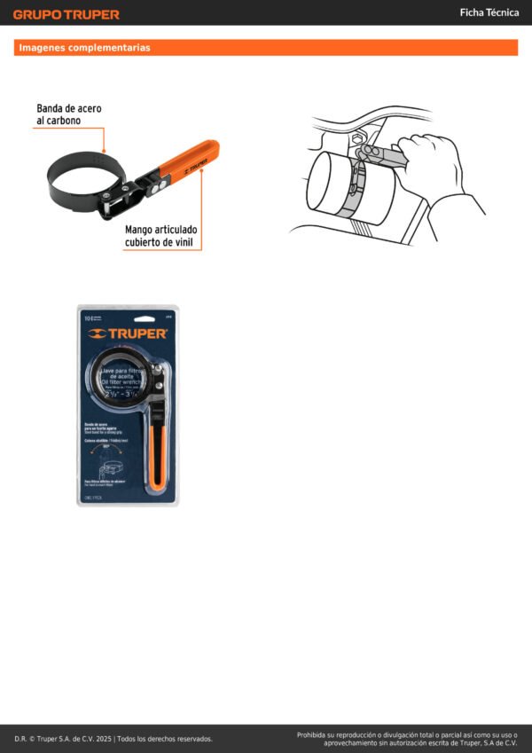 Llave De Banda Metálica Filtro De Aceite 3.14'' Truper