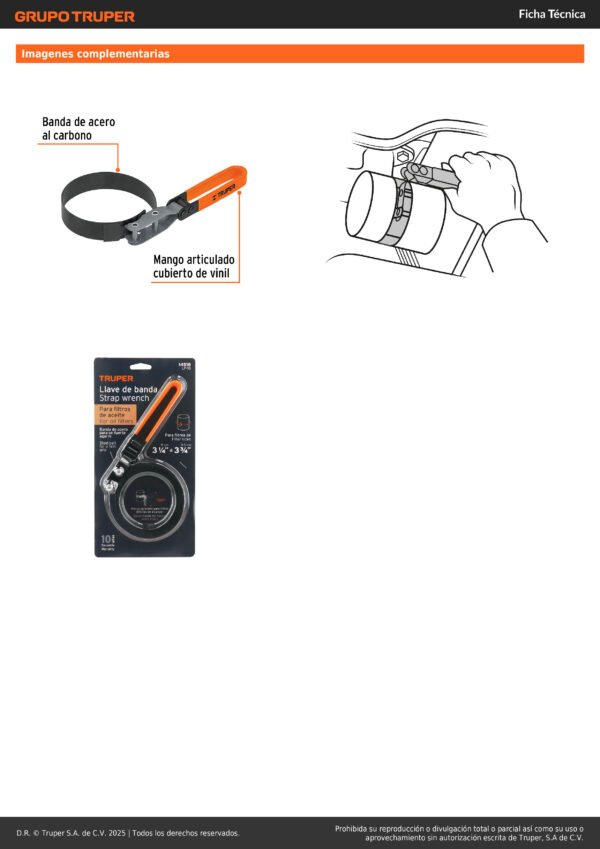 Llave De Banda Metálica 3 34' Truper Color Naranja
