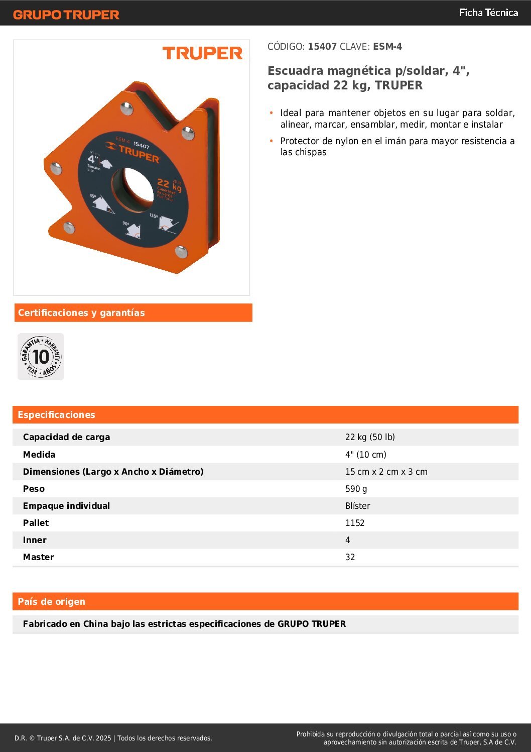 Escuadra Magnética Para Soldar 22 Kg - Truper 15407