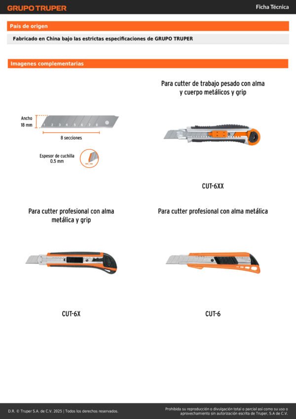Hoja Repuesto Cutter Trincheta 18mm 10 Unidades Truper 16965