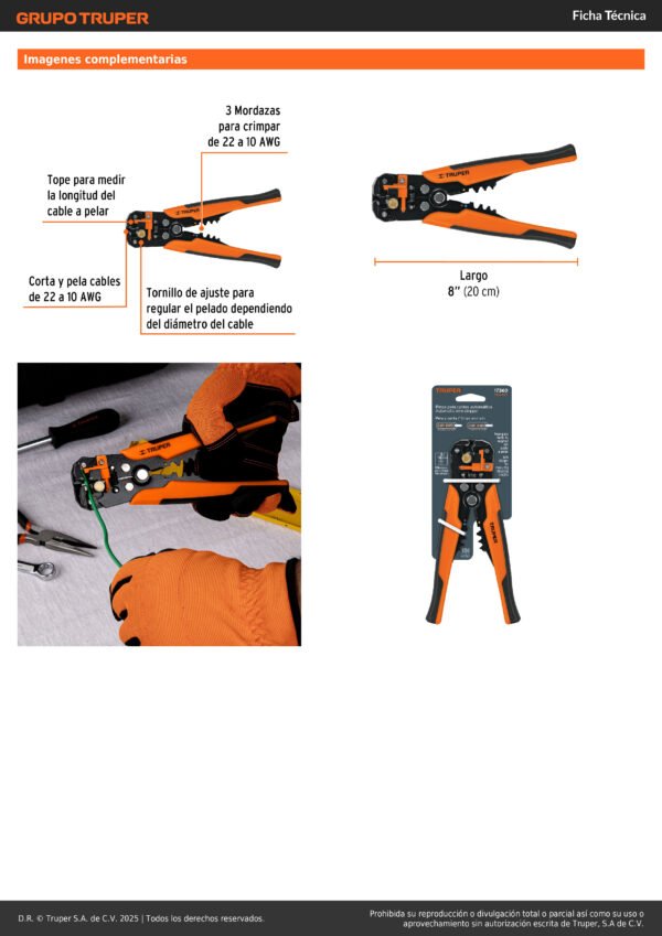 Alicate Pelacable Automática De Precisión Truper 17360