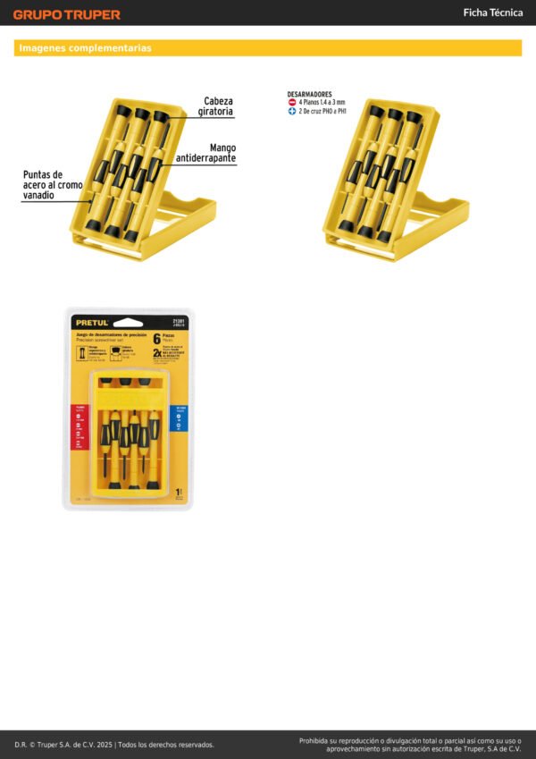 Juego De Desarmadores Precisión 6 Pzas Pretul 21381