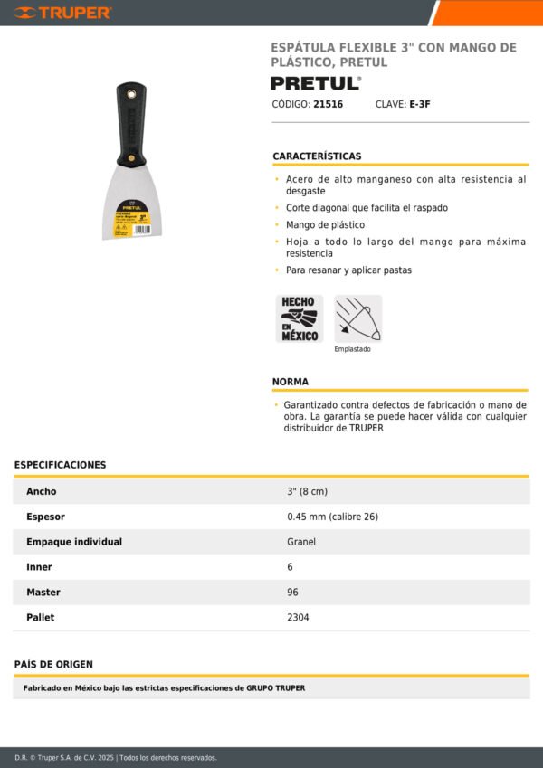 Espatula Flexible 3' Pretul 21516