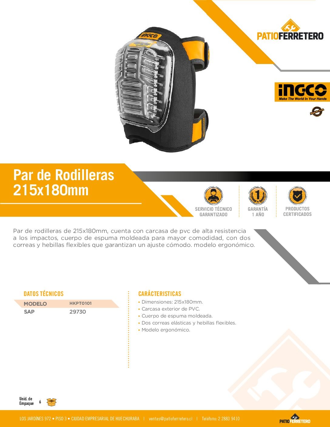 Rodilleras Proteccion Industrial En Pvc Anticlavo Ingco