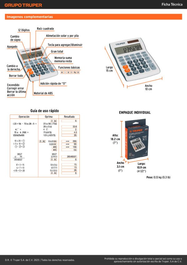 Calculadora 15 Cm De Escritorio 60481