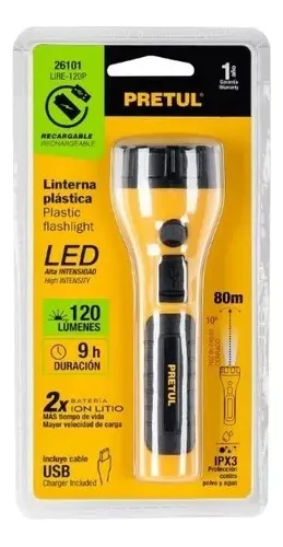 Linterna Recargable Usb Led 120 Lúmenes Pretul Lire-120p