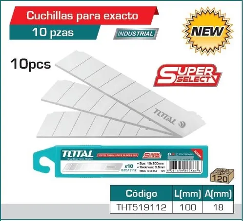 Blíster X10 Hojas Para Cutter 18mm Total, Tht519112