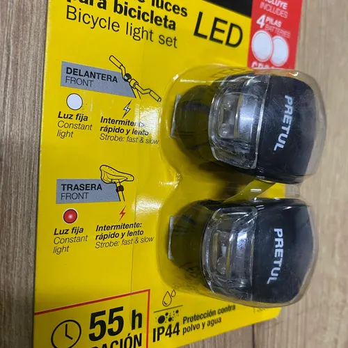 Linternas De Bicicletas Delantera Trasera Pack Pretul 27050 Color Negr