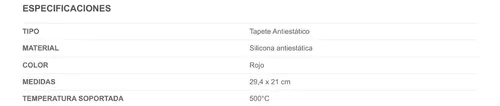 Tapete 30x21cm Electronica Aislamiento Termico Antiestatica