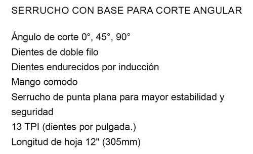 Serrucho Costilla Profesional Con Caja Srb312 Uyustools