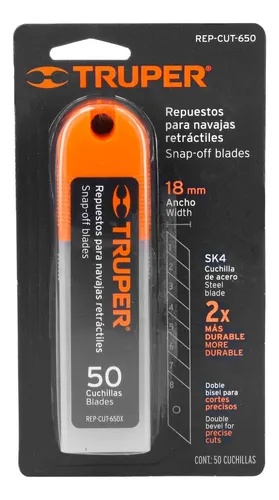 Estuche Con 50 Cuchillas De Repuesto Para Cutter De 18mm