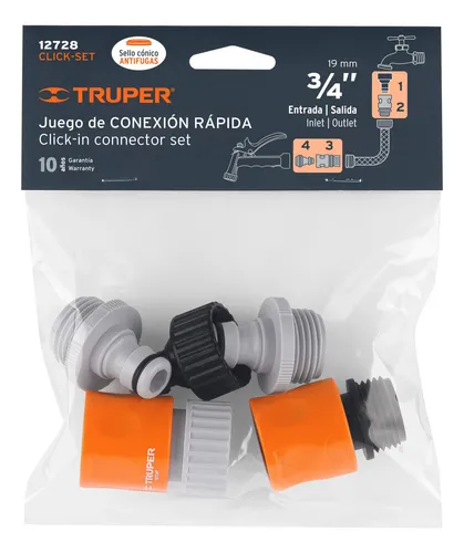 Juego De 5 Conectores Rapidos 34 Abs Sistema Click Truper
