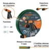 Combo Manguera Reforzada 3 Capas Y Pistola Plástica De Riego Color Verde Oscuro