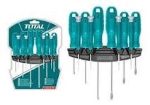 Destornillador Con Punta Plana, Cruz Total 15419 Con Mango Ergonómico De Plástico Pack X 10 Unidades