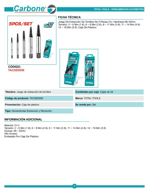Tacse0056 Extractor Tornillos