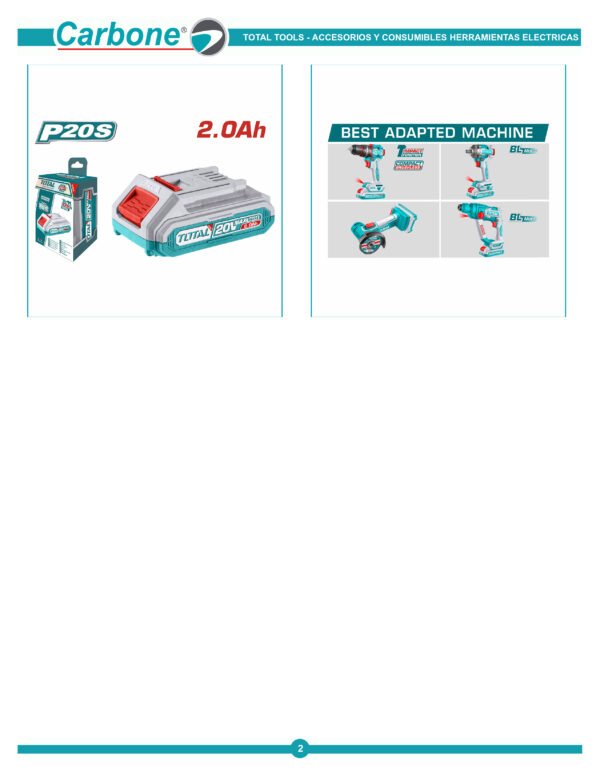 Bateria Ion Litio 20v 2ah Total Modelo 2024