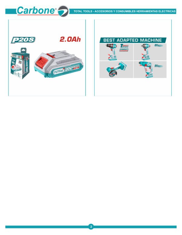 Bateria Ion Litio 20v 2ah Total Modelo 2024