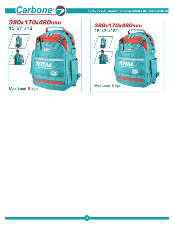 Maleta Espalda 13 Bolsillos Porta Herramientas 8kg Total