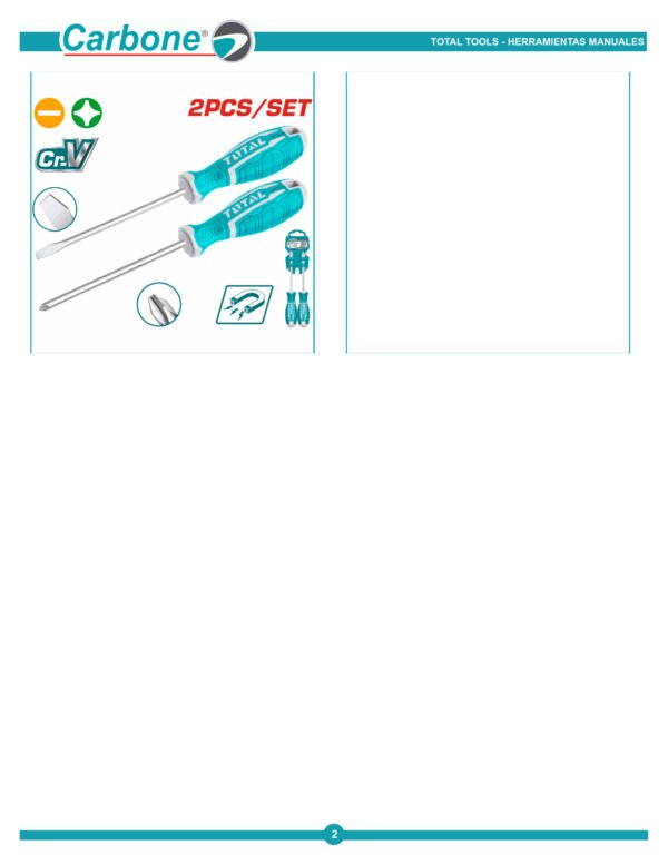 Kit Juego Destornilladores 2 Piezas Imantado Total Tht250201