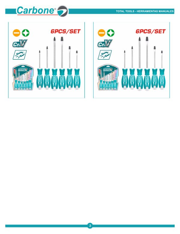 Destornillador Set 6 Piezas Total Tht250606 Linea Profesional