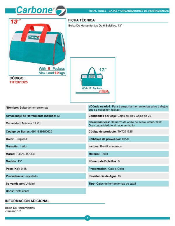 Kit X 3 Maletas De Herramientas Morrales 13pg Tht261325 Tota