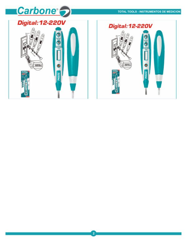 tht292201-medidor-probador-de-vo_002 Probador De Corriente Digital Tester 12-220v Total Tht292201