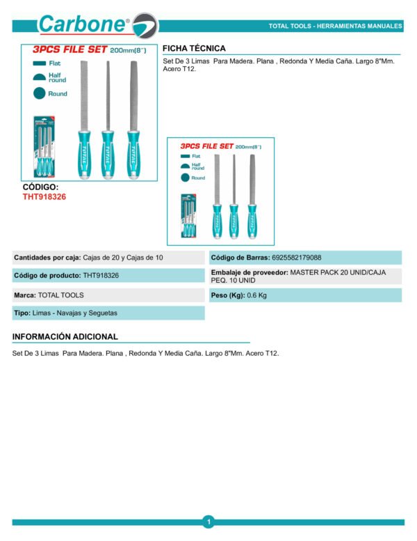 tht918326-set-de-3-limas-para-ma_001 Set De 3 Limas Escofina Para Madera Total, Línea Industria