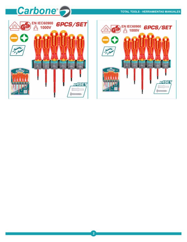 Set Destornilladores Electricos 6 Piezas Total Thtis566