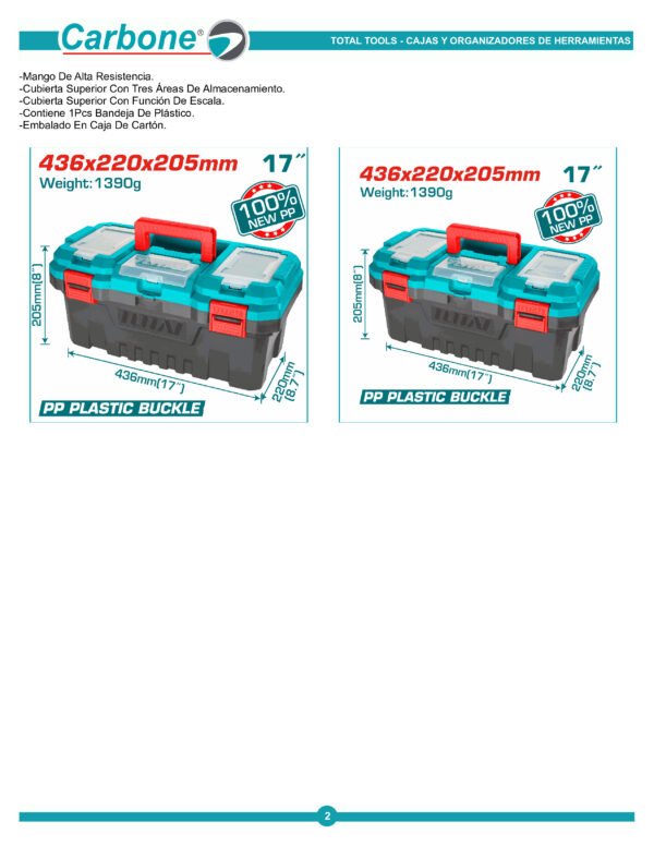 Caja De Herramienta 17pg Plastica Cierre Metalico 15kg Total