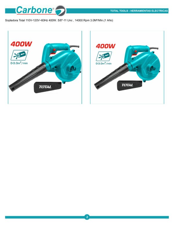Sopladora 400w 120v Industrial Total (utb2046) 110v