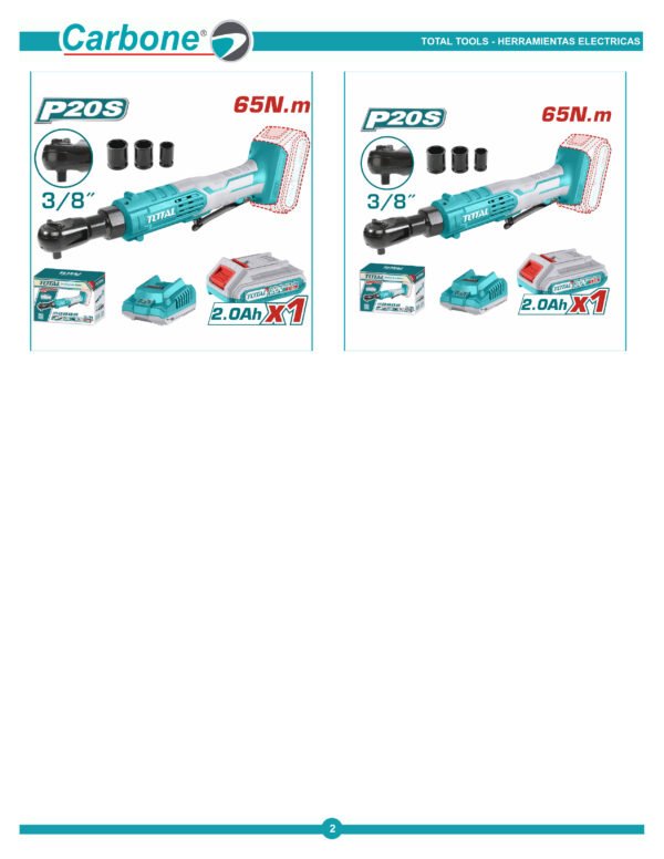 Ratchet Inalambrico Total 20v (3/8 ) 65nm No Incluye Bateria