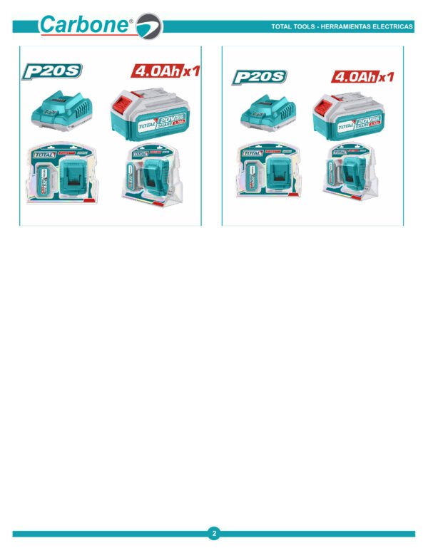 Combo 4 Amp Ah Bateria 20v + Cargador Carga Rapida Total