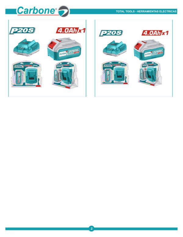 Combo 4 Amp Ah Bateria 20v + Cargador Carga Rapida Total