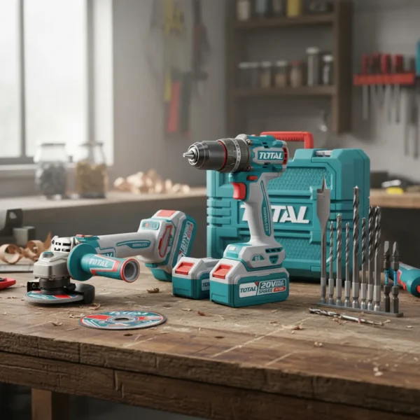 Combo Taladro Percutor 96nm y Pulidora 20v + 2 baterias de 4ah + 9 accesorios