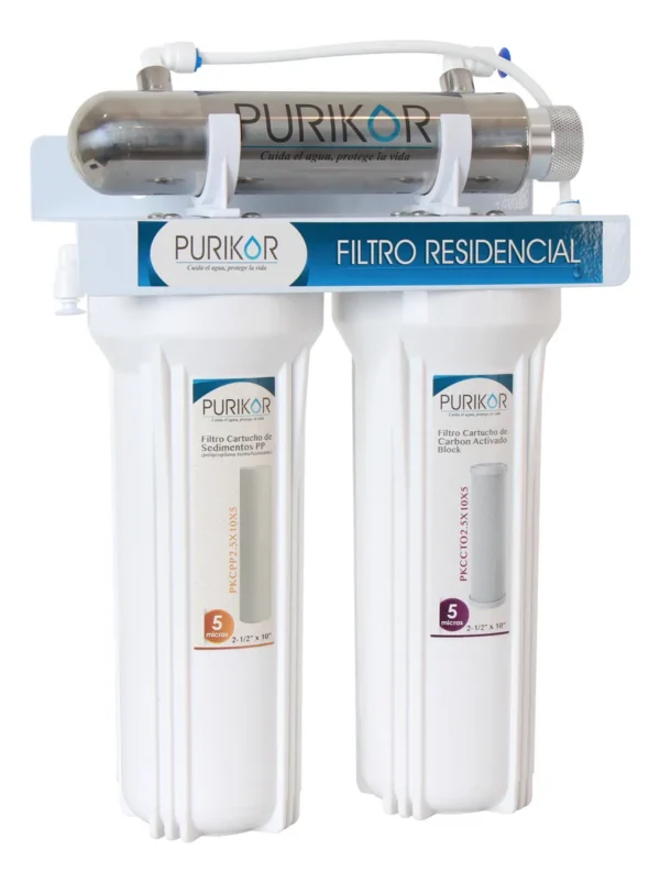 3 Purificador De Agua De 3 Etapas Pkf-3uv Purikor Blanco