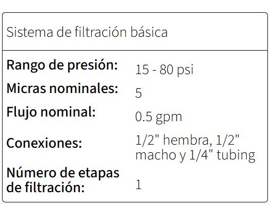 FICHA 1 Purificador De Agua De 1 Etapa Pkf-1t Purikor Blanco