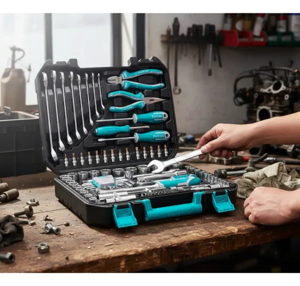 D_NQ_NP_2X_852322-MCO99583410808_122025-F Caja Kit De Herramientas X 100pzs Llaves Y Copas P/mecanico Total